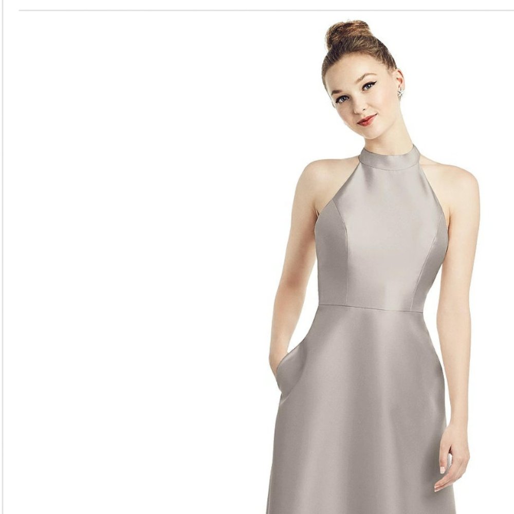 Dessy Group Bridesmaid / Maid of Honor Dress Satin Twill Taupe Size 12